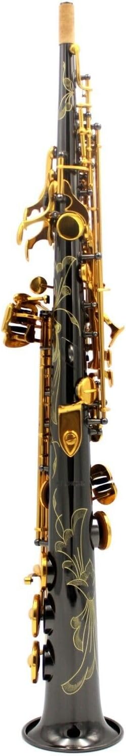Eastern music black nickel plated straight soprano saxophone gold keys w/case