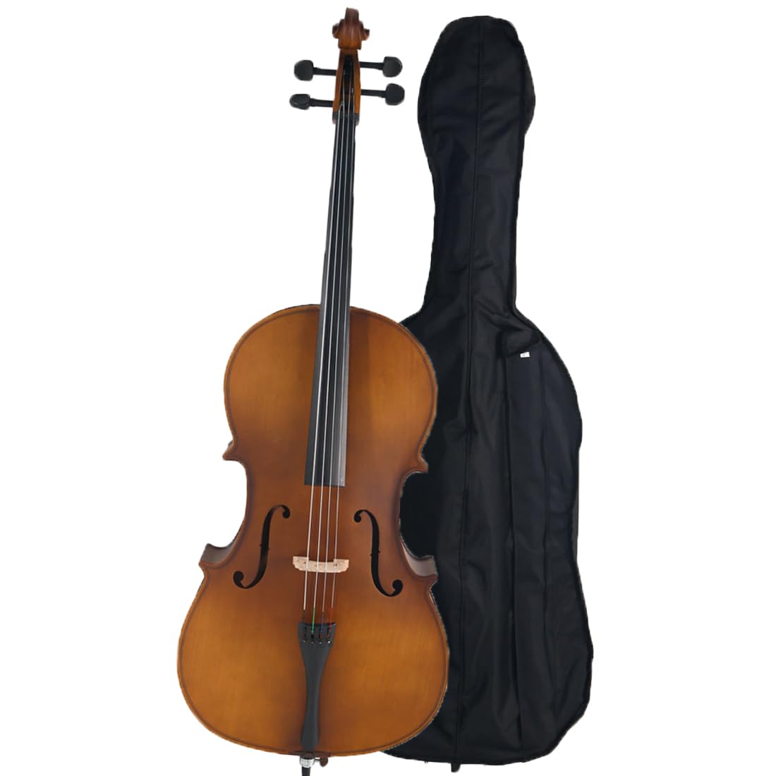 Vasitelan Full-Size Cello, Beginner Cello 4/4, Acoustic Cello Kit with Portable Bag, Bow, Bridge, Rosin, String Musical Instruments (Black)