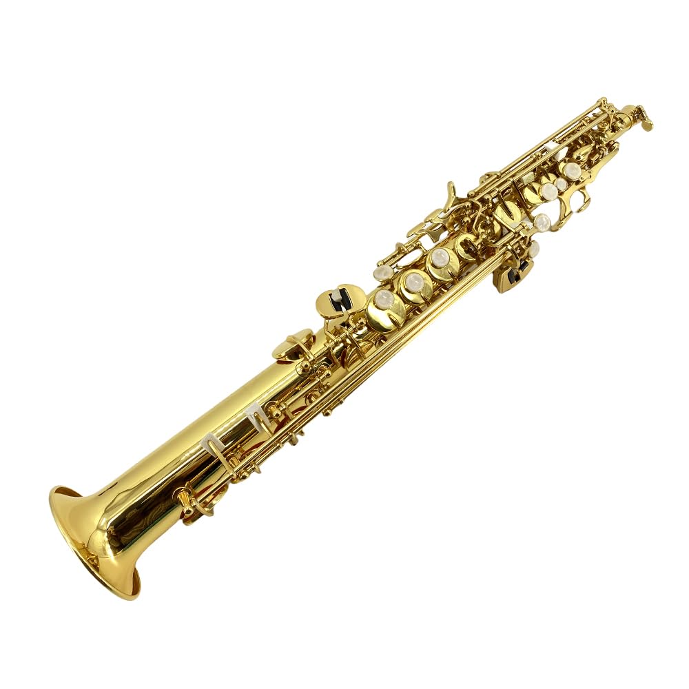 Bb Soprano Saxophone Straight Gold Sax Instruments for Beginners Students with Mouthpiece Carrying Case Straps 10Reed (gold)