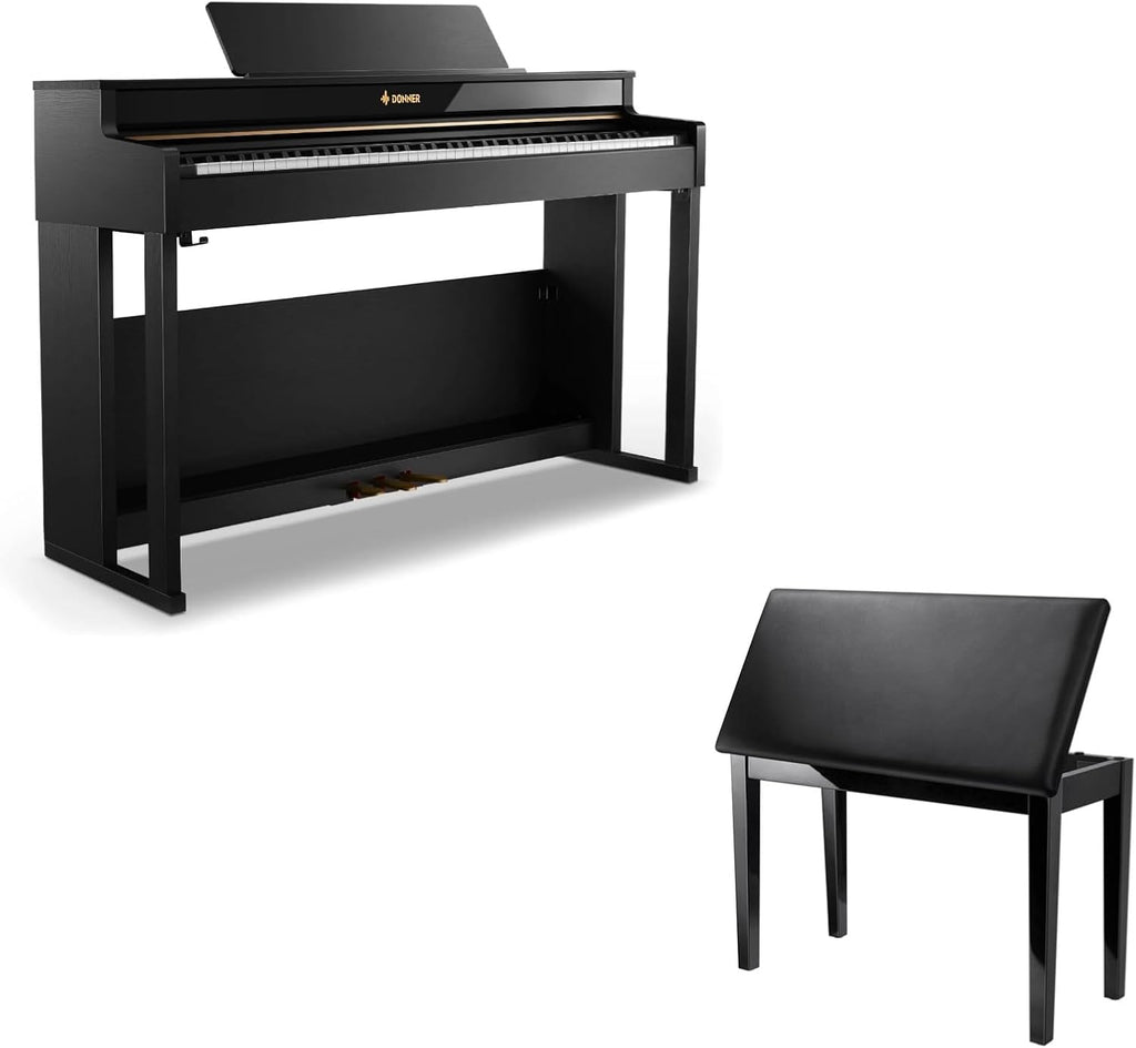 Donner DDP-400 88 Key Digital Piano Weighted Keyboard+Donner Duet Piano Bench with Storage
