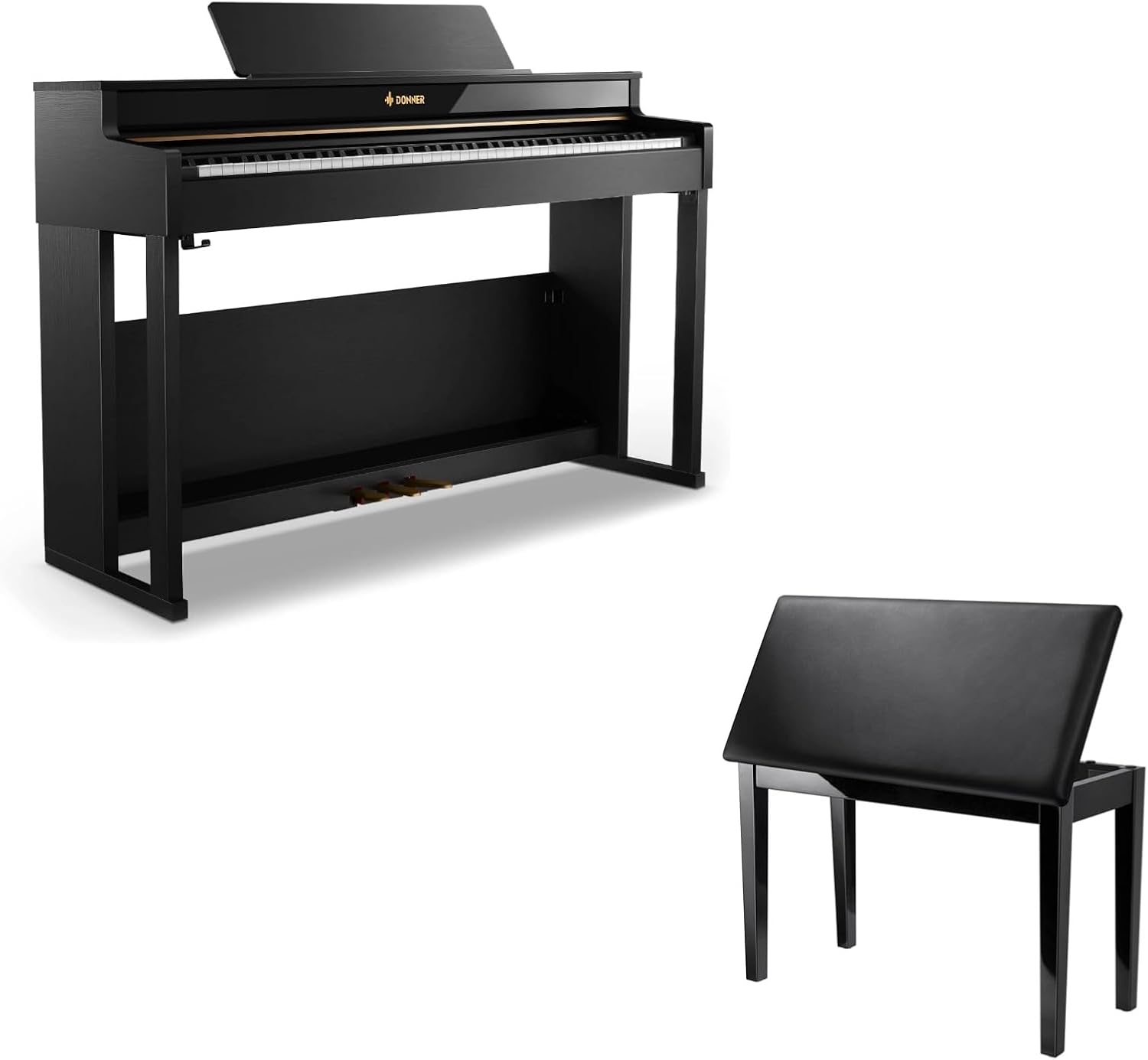 Donner DDP-400 88 Key Digital Piano Weighted Keyboard+Donner Duet Piano Bench with Storage