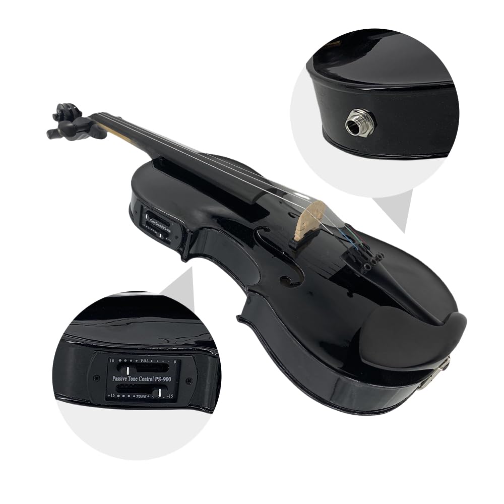 Vetimobato 16 inch 4-String Acoustic Electric Viola for Students, Adults, Professional Maple Spruce Ebony Fittings Handmade Solid Wood Electric Viola with Case, Bow