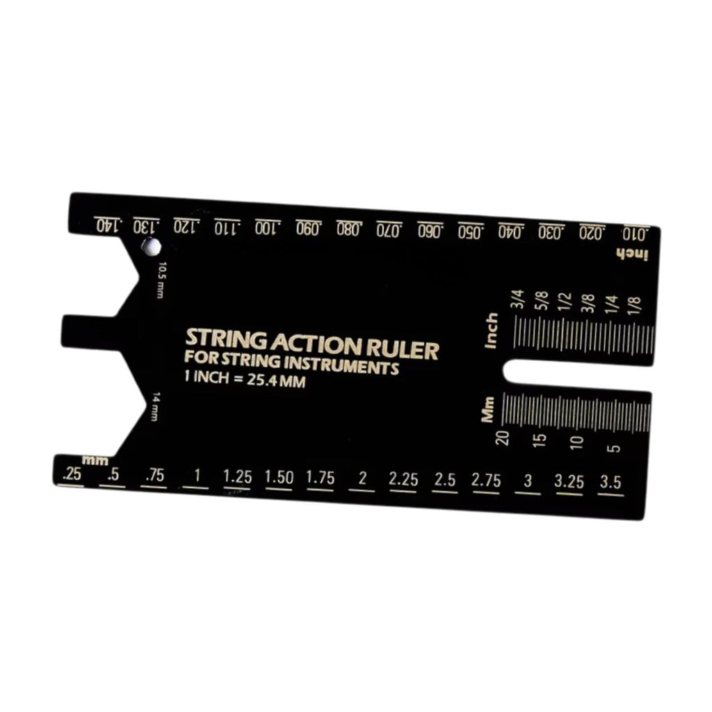 String Action Ruler Guitar Setup Gauge Tool Easy to Read Markings Compact Repairing Luthier Tool for Acoustic Guitar Mandolin, Silver