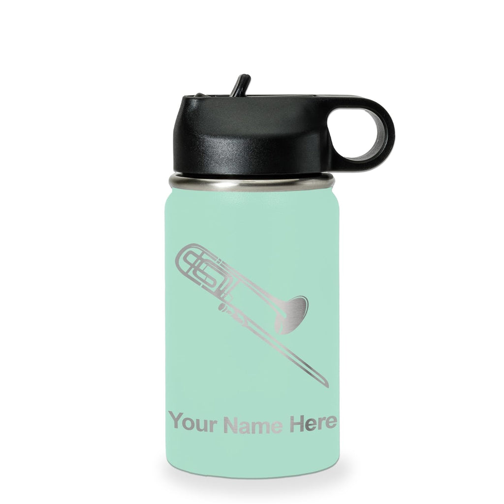 LaserGram Personalized Water Bottle, Trombone, Stainless Steel Double Wall Vacuum Insulated with Flip Top Straw, Custom Engraved Gift (32oz / 950ml Lavender)