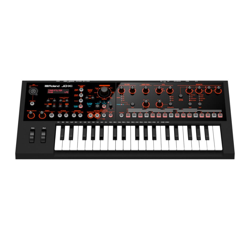 Roland JD-XI 37-Key Interactive Analog/Digital Crossover Synthesizer, Black