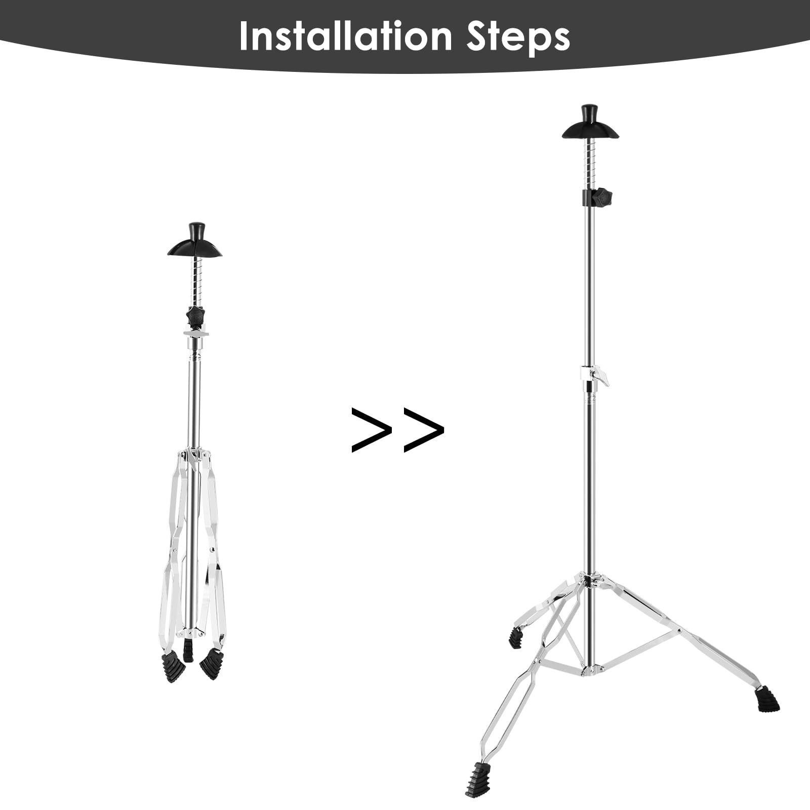 EASTROCK Trombone Stand, Retractable Height Adjustment, Triangular Stable Construction for Standard-sized Trombone