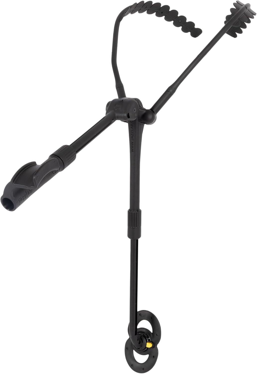 JazzLab Trumpet Holder Medium Size - Black, Plastic & Aluminium - B Flat Trumpet Support - Compact & Foldable - Comfortable for Sitting, Standing or Marching