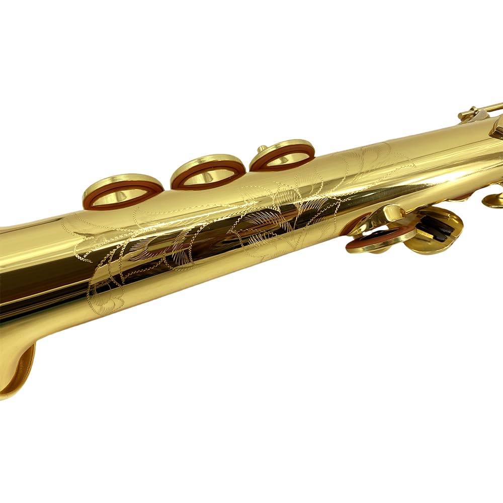 Straight Soprano Saxophone Bb B Flat Sax with Case, Mouthpiece,Reeds & Accessories Brass Woodwind Instrument for Beginners,Adults & Advanced Players
