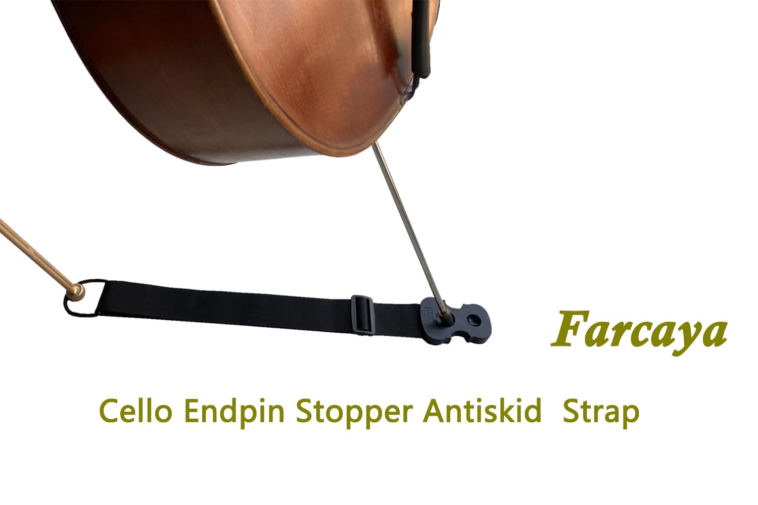 Cello Endpin Stopper Strap Anchor Rest Non-Slip with 2 Holes Adjustable Chair Strap Thick Sponge Padding for Cello Playing or Practice (Black)