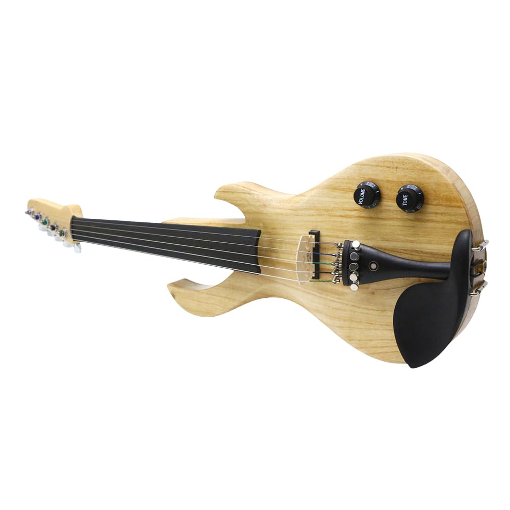 Vetimobato 16 Inch Electric Viola Set Full Size 5-String Solid Wood Practice Viola Kit with Ebony Fingerboard Include Hard Case Brazilwood Bow AUX Cable for Beginners & Adults (5 String Viola Bown)