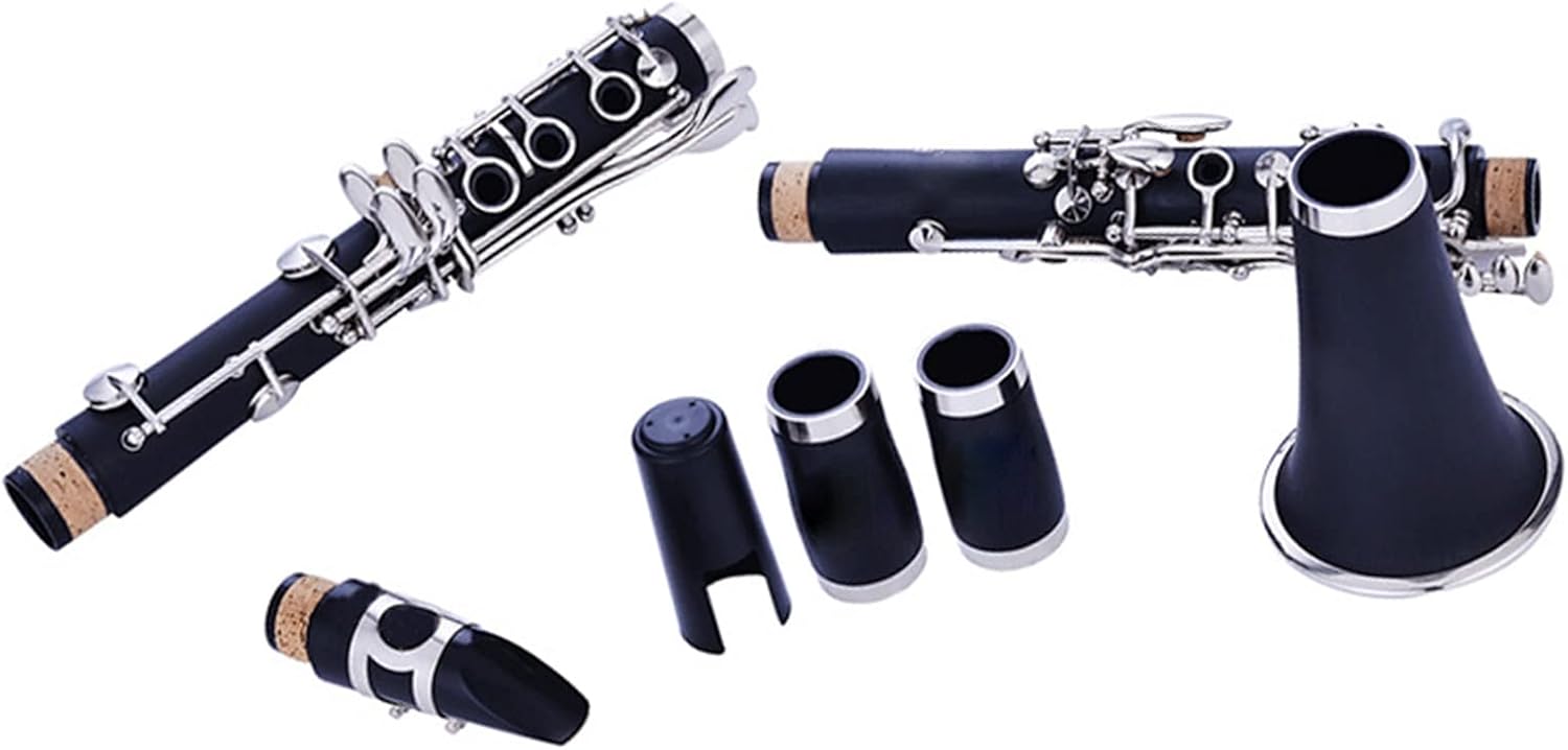 TSTS Standard Bakelite Clarinet Black Tube Bakelite B-Flat 17-Key Nickel-Plated Keys with Beautiful Sound Quality Clarinet for Beginner