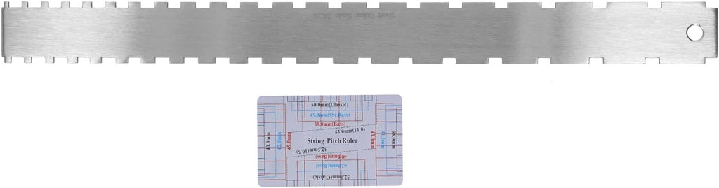 Guitar String Action Gauge Set with Neck Ruler & Pitch Tool, Professional Stainless Steel Measuring Kit for Electric & Acoustic Guitars (420mm/16.5in & 85mm/3.3in)