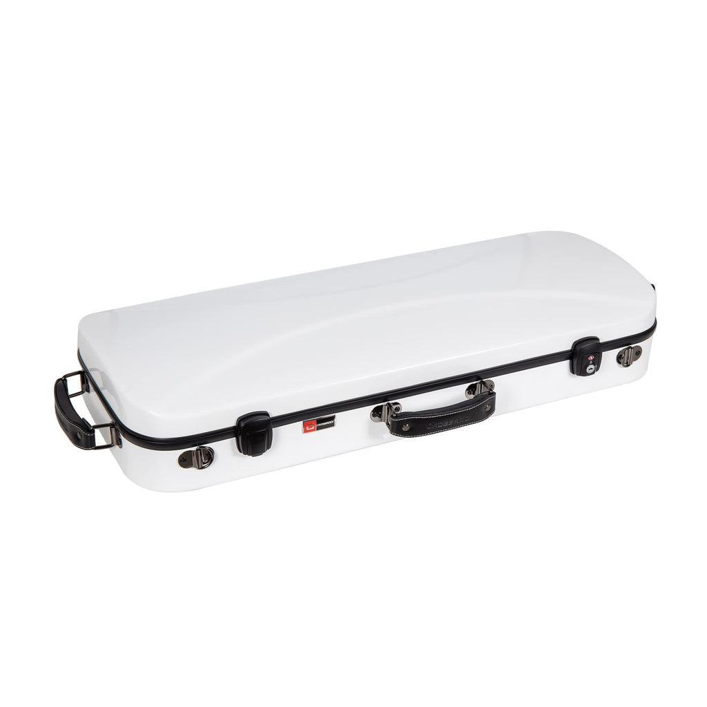 Crossrock Fiberglass Double Violin Case fits Two 4/4 Full-Size Violins- Includes TSA lock, Protective Blanket, Hygrometer, Removable Shoulder Straps- Milky White (CRF2020DVMW)
