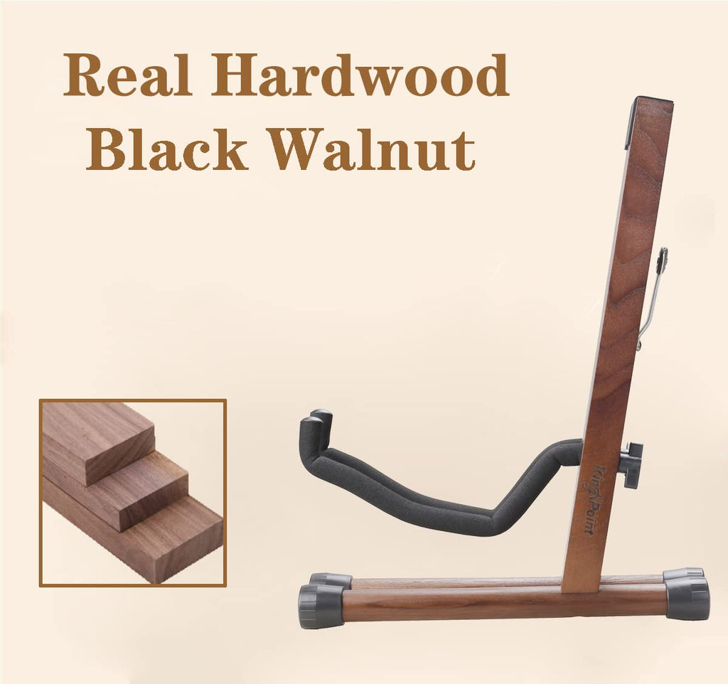 KingPoint Guitar Stand, Guitar Floor Stand, Acoustic Electric Wooden A Frame Folding Guitar Holder Adjustable for Bass, Cello, Mandolin, Banjo, Ukulele (Acacia)
