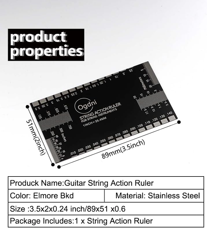 Guitar Action Gauge Ruler with Camel Bone Guitar Bridge Saddle and Nut Set