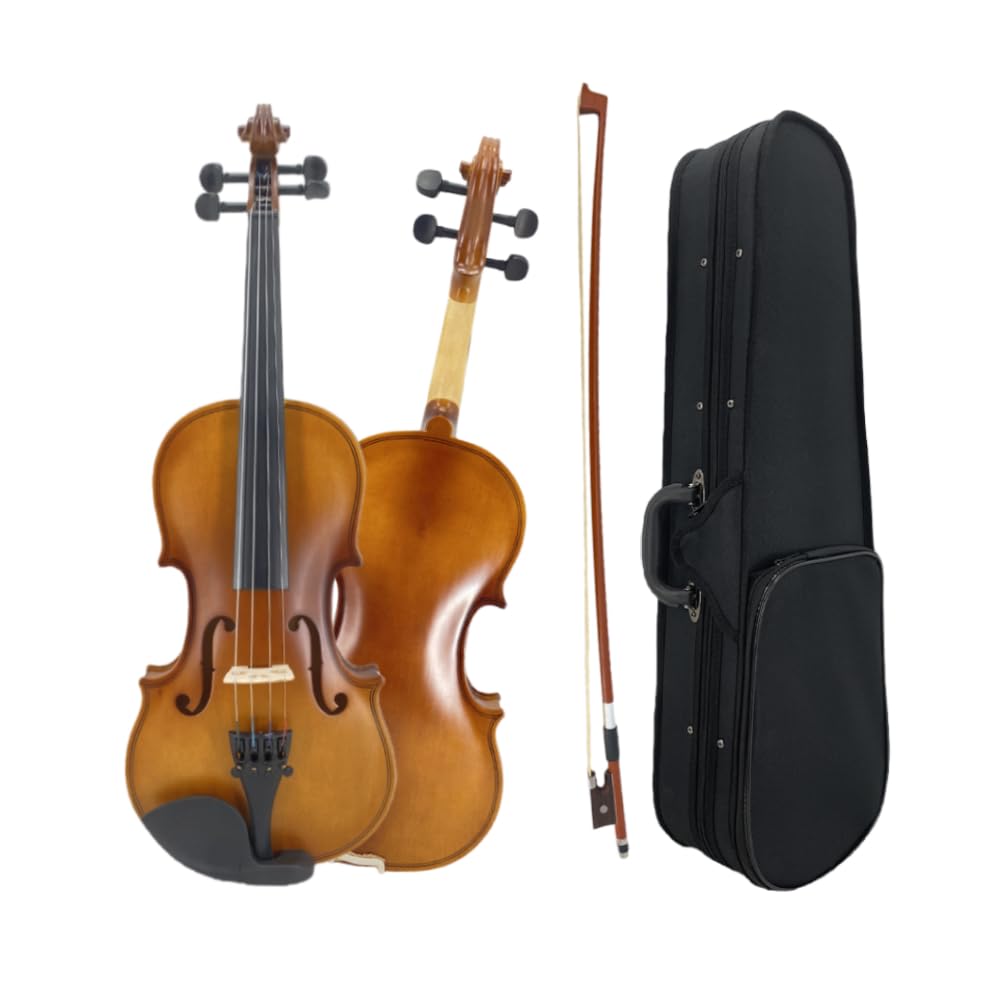 4/4 Violin Kit for Beginners - Perfect for School Orchestra & Daily Practice, Solidwood Maple/Basswood Construction, Matte Black Finish, Hard Case & All Accessories Included