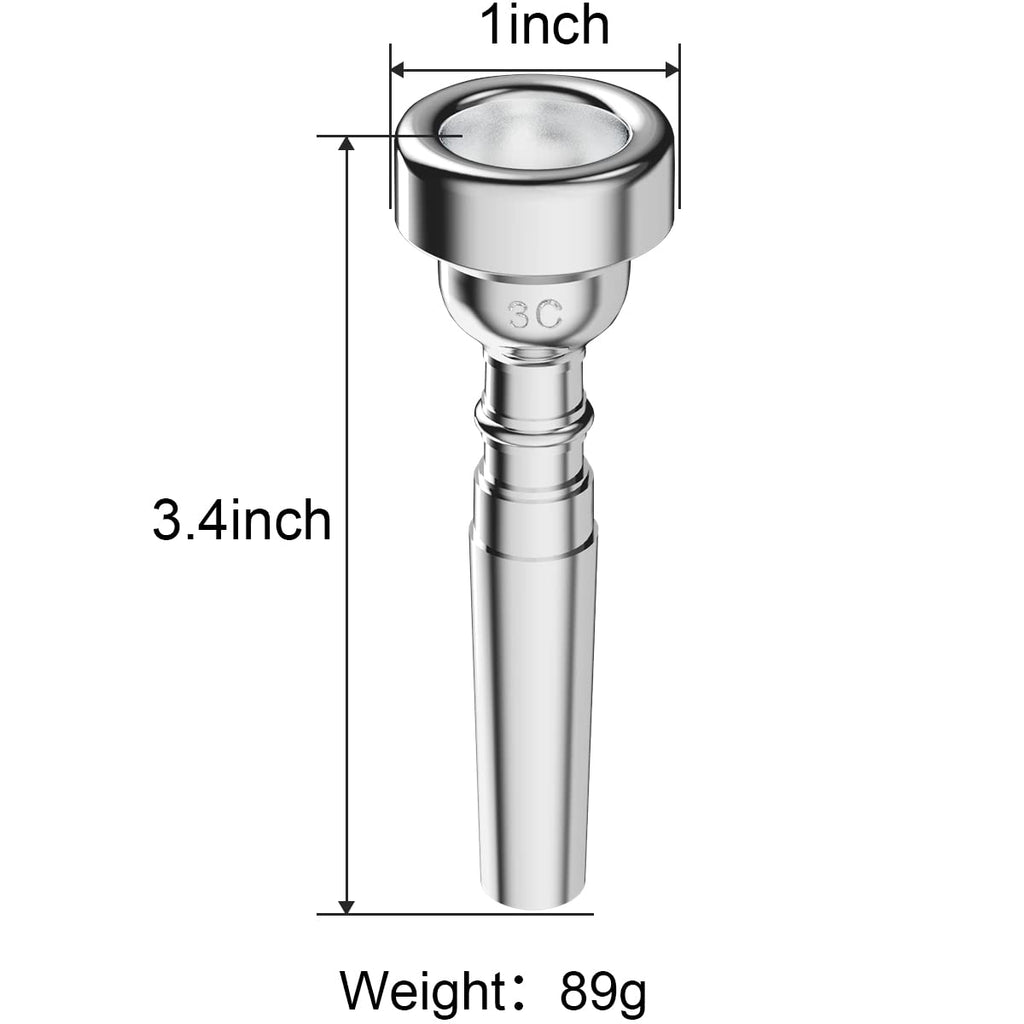 Silver Trumpet Mouthpiece 7C 5C 3C Trumpet Mouthpiece Set with Box Cleaning Cloth Compatible with Yamaha Bach Conn King Musical Instruments for Beginners and Professional Players 3Pack