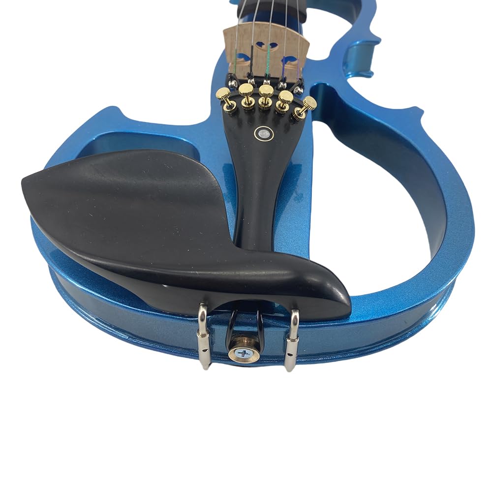 4/4 Full Size Electric Violin – Silent Electric Violin with Headphone Jack, Ebony Fittings – Includes Case, Bow, – Ideal for Practice & Performance (Black)