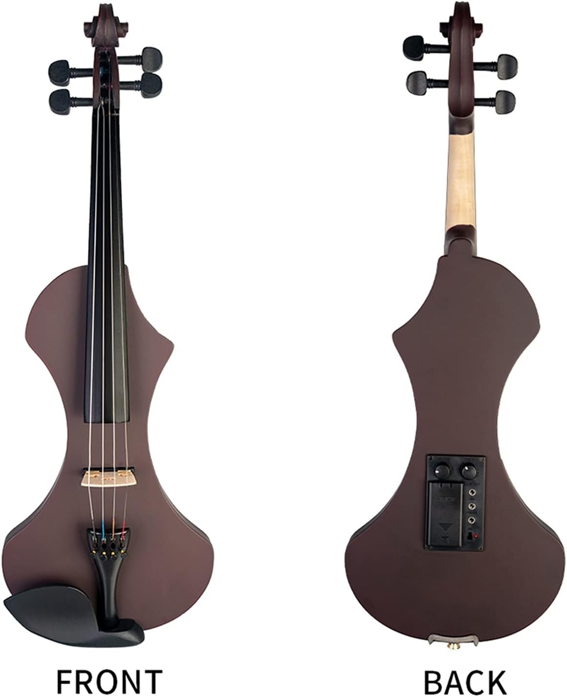 Violin Electric Violin Hand-Carved Solid Wood Violin Body Brazilwood Octagonal Bow Stringed Instruments Cello Kit (Color : Dark red)
