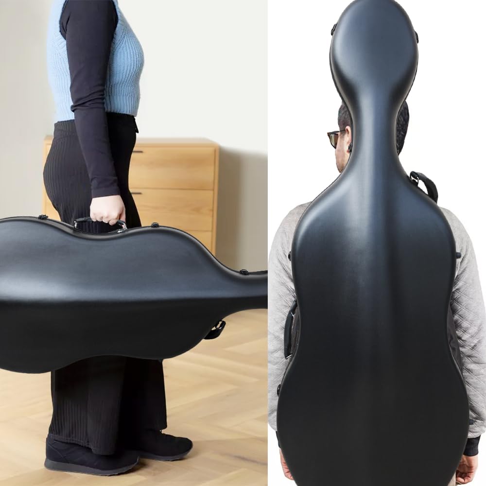 Cello Case 4/4 Carbon Fiber Ultra Lightweight Durable Hard Shell Professional Case with Wheels&Built-in Handles,Travel (pink)