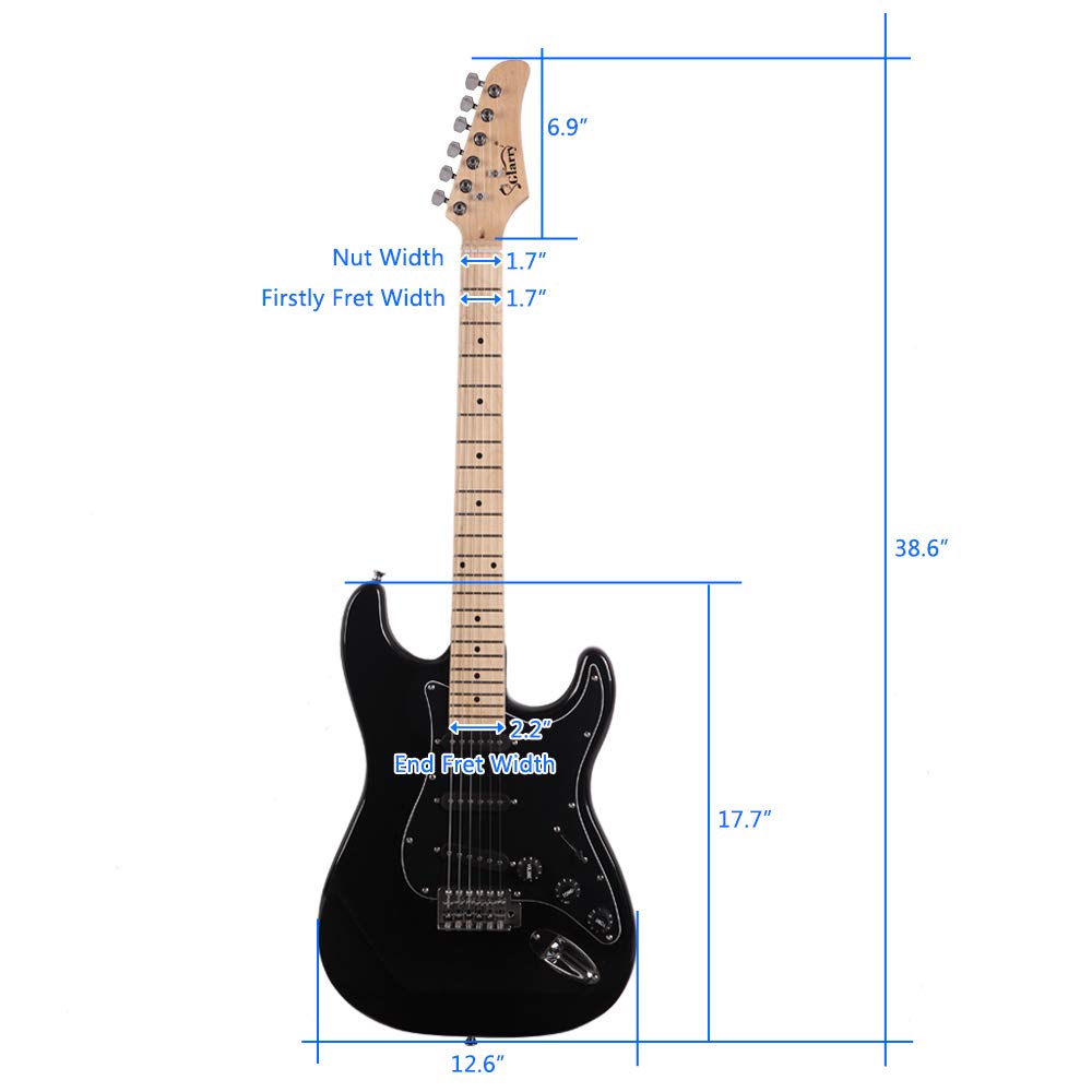GLARRY Full Size Electric Guitar for Music Lover Beginner with 20W Amp and Accessories Pack Guitar Bag (GREEN, Left Handed 39")