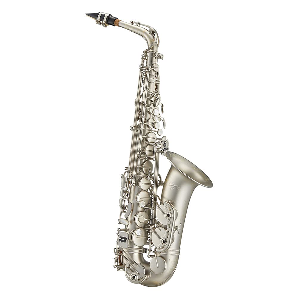 Antigua Winds PowerBell Professional Eb Alto Saxophone (Yellow brass/classic nickel plated/enlarged bell/new neck design/ergonomic design/hand engraving/ABS case)/WRAS4248CN