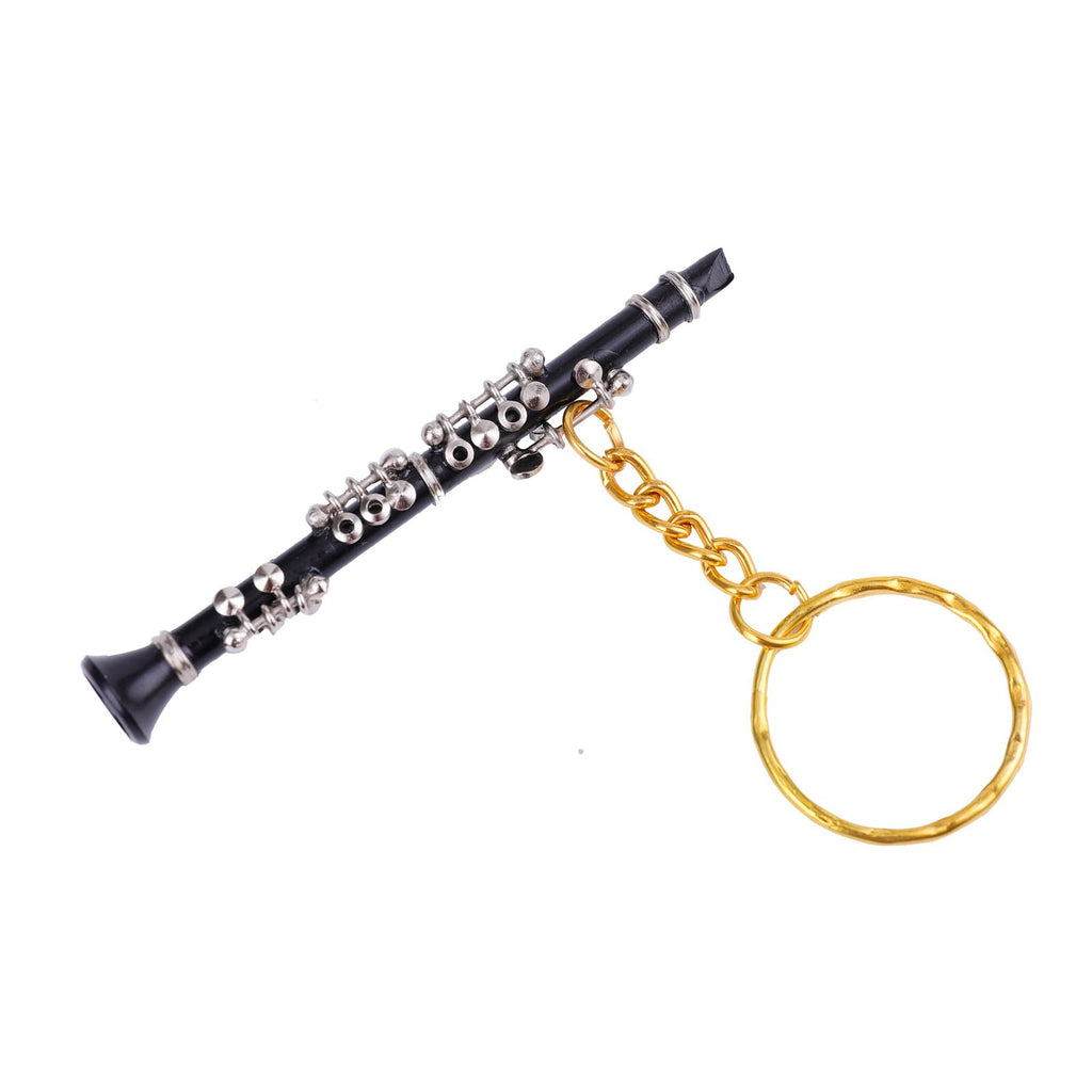Miniature Musical Instrument Keychain with Case Brass Mini Collectible Figurines Replica Key Ring Birthday Gifts