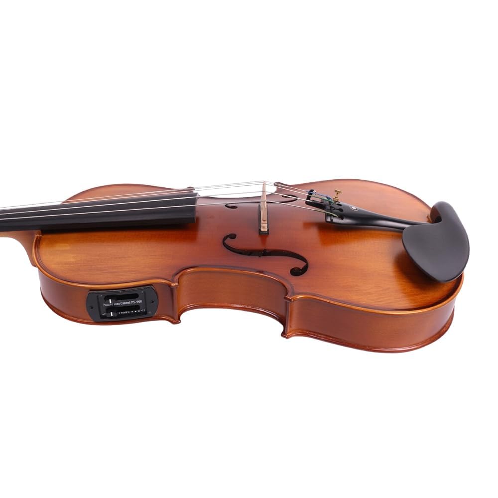 Vetimobato 16 Inch 5-String Electric Viola - FCGDA Tuning Electric Acoustic Viola for Students, Adults, Professional - Handmade Maple & Spruce Body with Ebony Fittings, Case, Bow (Black)