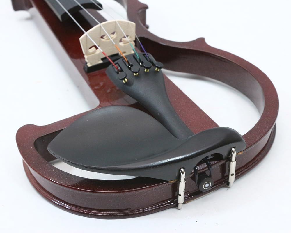 Vetimobato Electric Violin 4/4 Full Size Solid Wood Silent Violin Set for Adults Beginner Practice Electric Fiddle with Ebony Fittings Hard Case & Bow(4 String White)