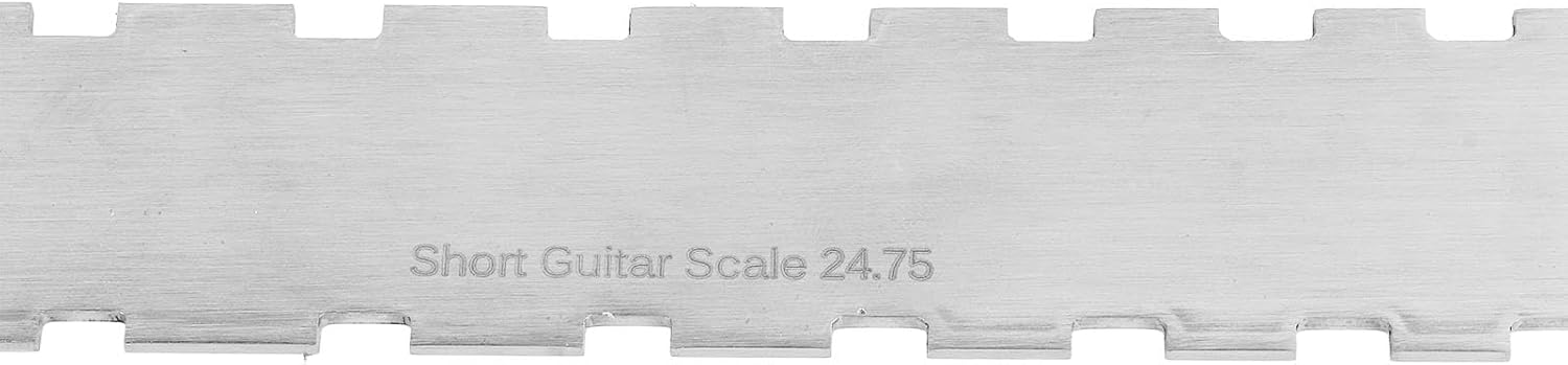 Guitar Ruler Set with String Action Gauge, Stainless Steel Neck Notched Straight Edge, 2-Piece Kit for Musicians