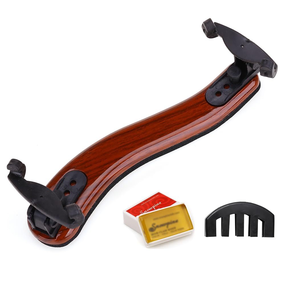 NANYI Premium Violin Shoulder Rest 1/2 Size & 1/4 Size, Adjustable Wood Shoulder Rest for Violin with Comfortable Thick Foam Pad, Collapsible Silicone Feet, Includes Violin Mute