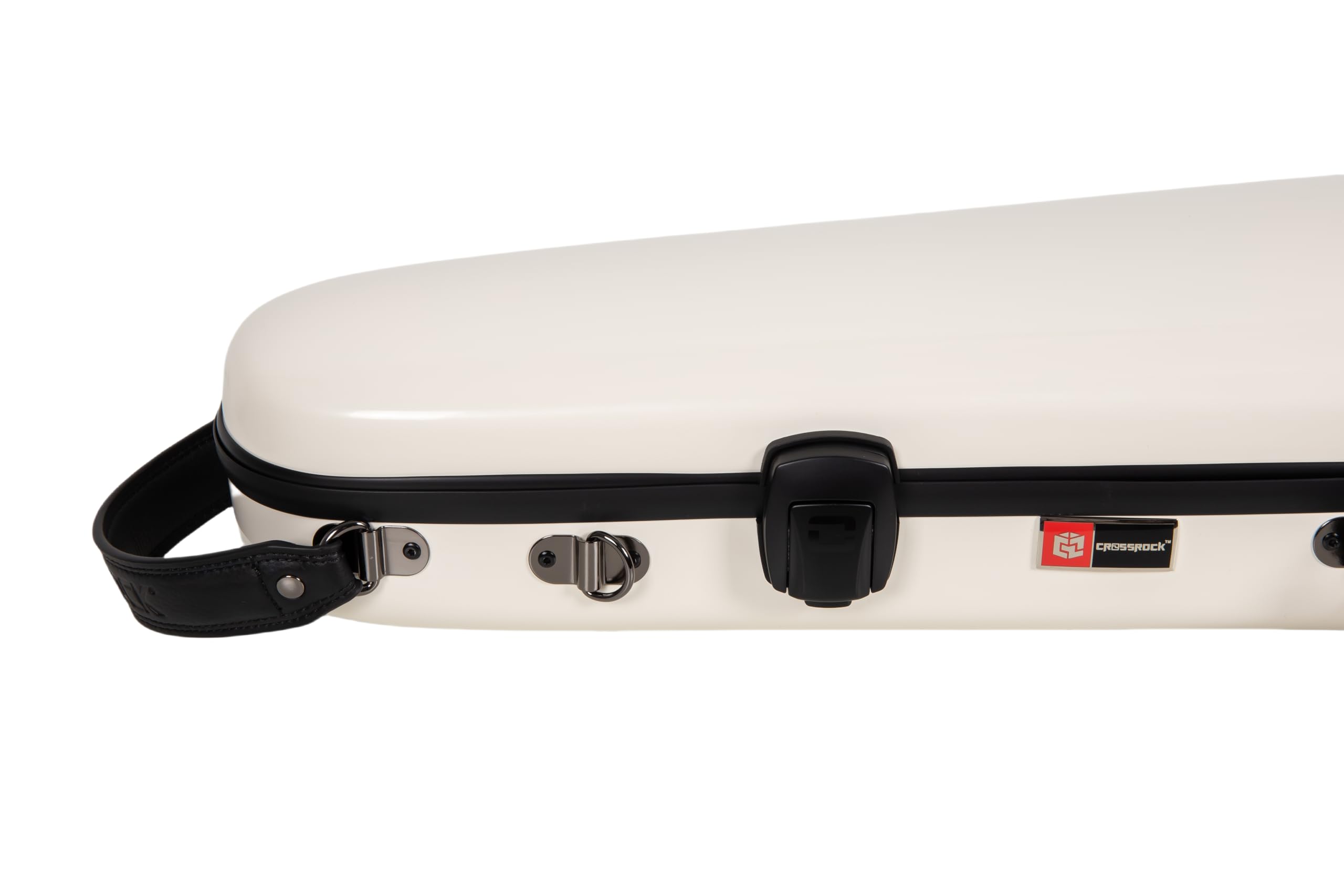 Crossrock Fiberglass Double Violin Case fits Two 4/4 Full-Size Violins- Includes TSA lock, Protective Blanket, Hygrometer, Removable Shoulder Straps- Milky White (CRF2020DVMW)