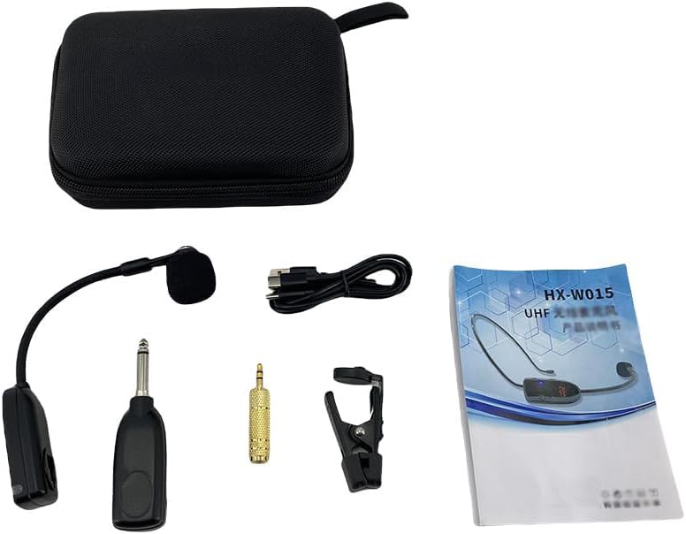 UHF Wireless Clip-on Saxophone Microphone System | 164ft Range Instrument Mic with Plug-and-Play Transmitter & Receiver for Sax, Trumpet, Trombone, French Horn