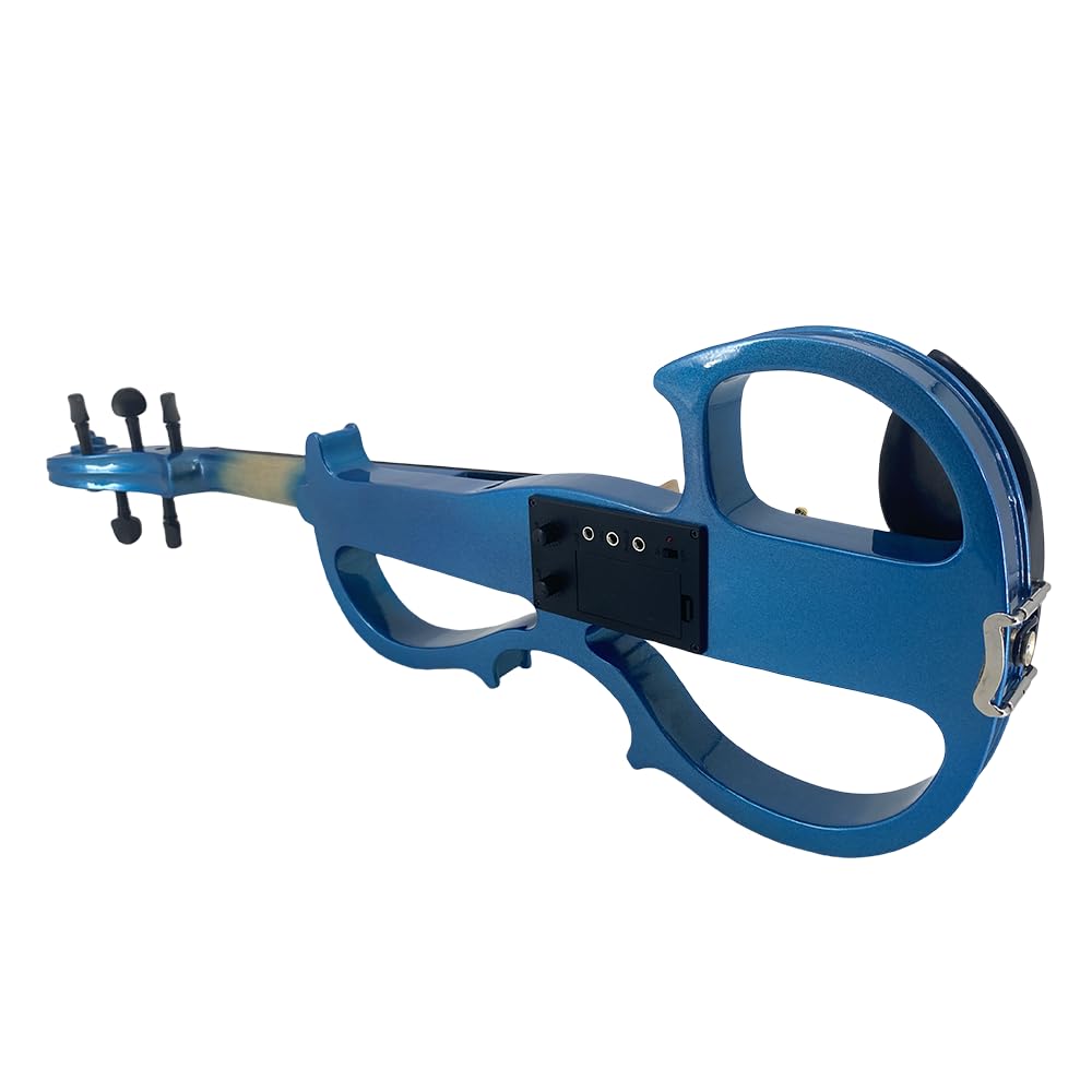 4/4 Full Size Electric Violin – Silent Electric Violin with Headphone Jack, Ebony Fittings – Includes Case, Bow, – Ideal for Practice & Performance (Black)