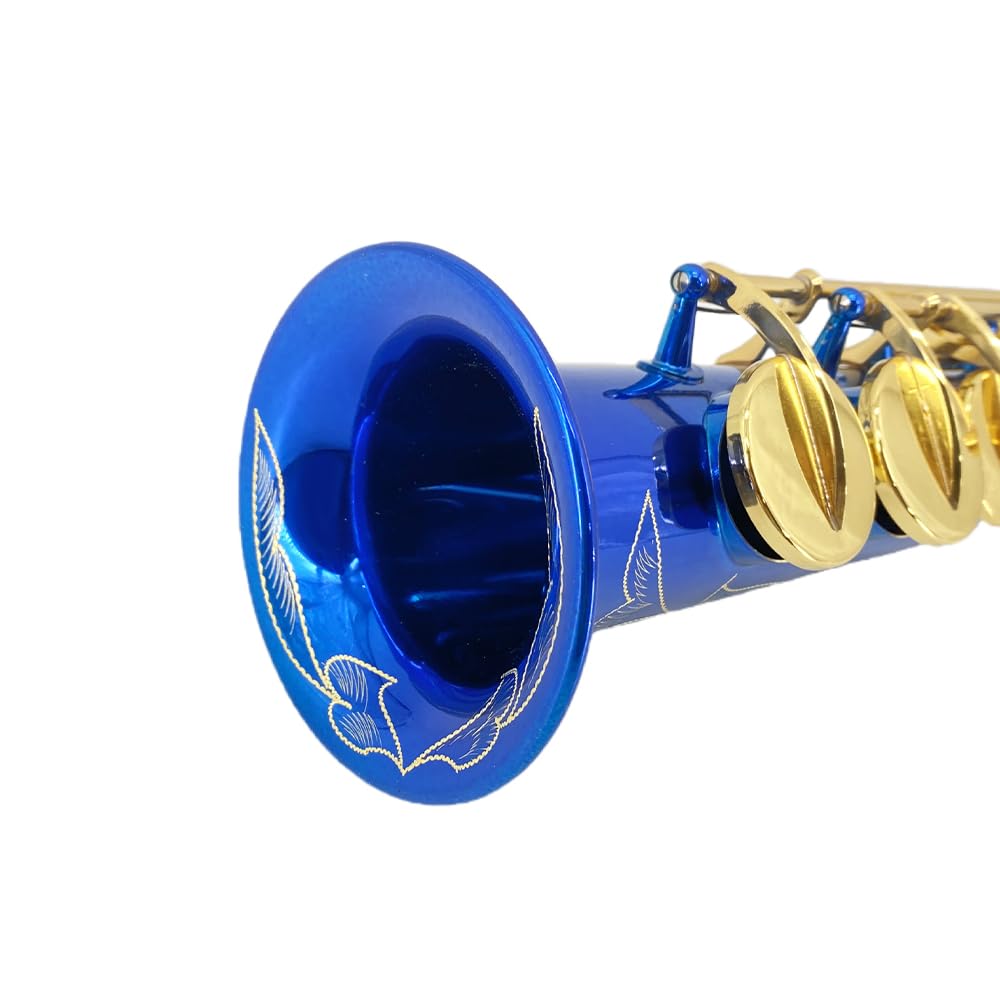 Bb Straight Soprano Saxophone–Gold Lacquer Finish, Ergonomic Design with Case, Mouthpiece, Neck Strap & Accessories, Ideal for Beginners & Advanced Players（Golden）