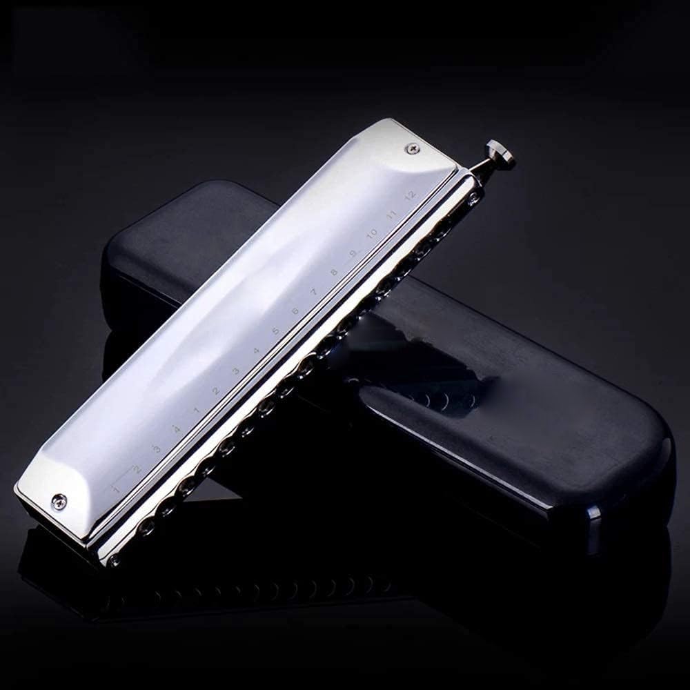 Chromatic Harmonica 16 Holes 64 Tone Mouth Organ Instrumentos Key C Professional Musical Instruments T1664 (Black Abs Comb Key C)