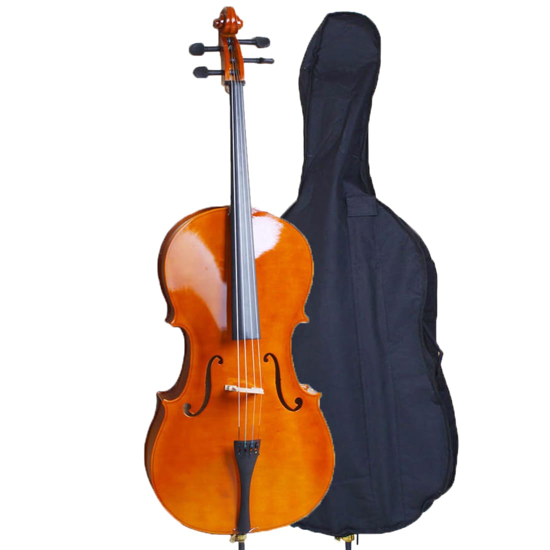 Vasitelan Full-Size Cello, Beginner Cello 4/4, Acoustic Cello Kit with Portable Bag, Bow, Bridge, Rosin, String Musical Instruments (Black)