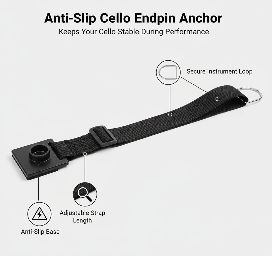 EXCEART Cello Endpin Stopper Non-Slip Pad Floor Protector Adjustable Antiskid Device for Cello and Double Bass with Thick Sponge Cushion
