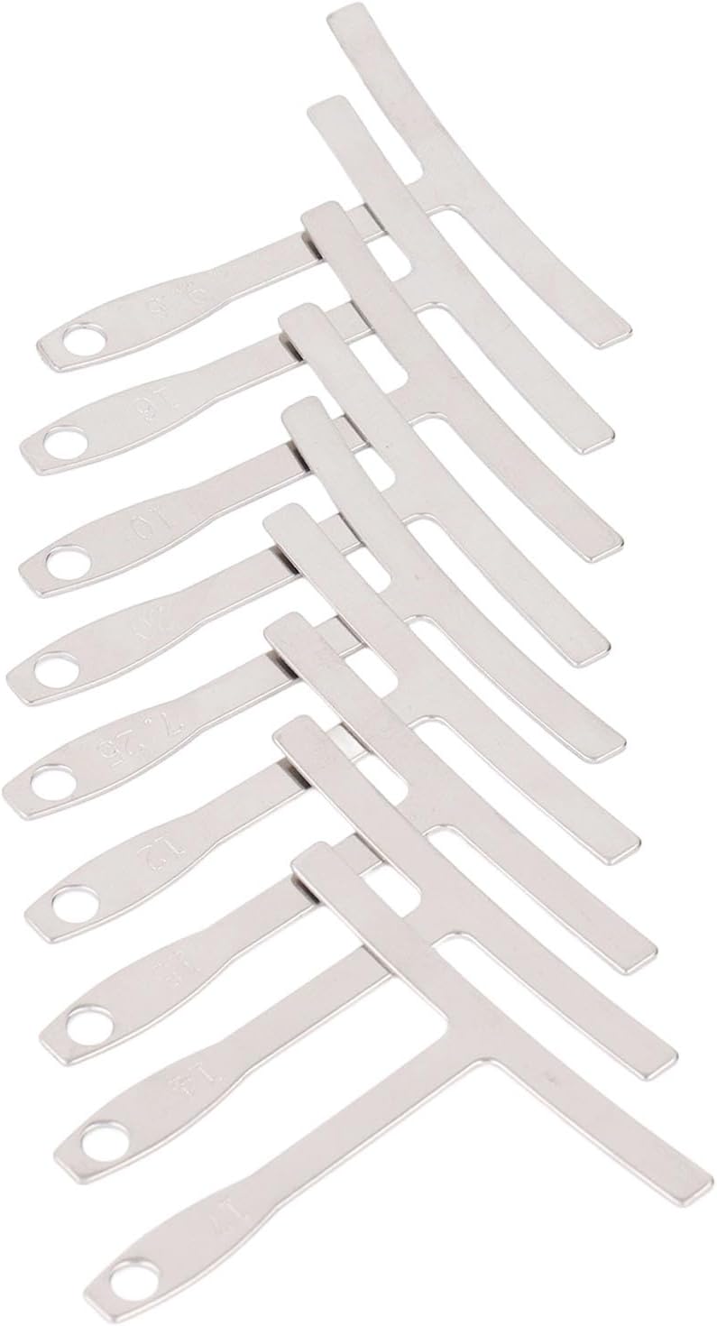 Fretboard Radius Ruler Guitar Measurement Tool Set, Foldable Feeler Gauge with String Action Height Gauge, 9 Size Fretboard Radius Gauge for Electric Bass Acoustic Guitar, Stainles