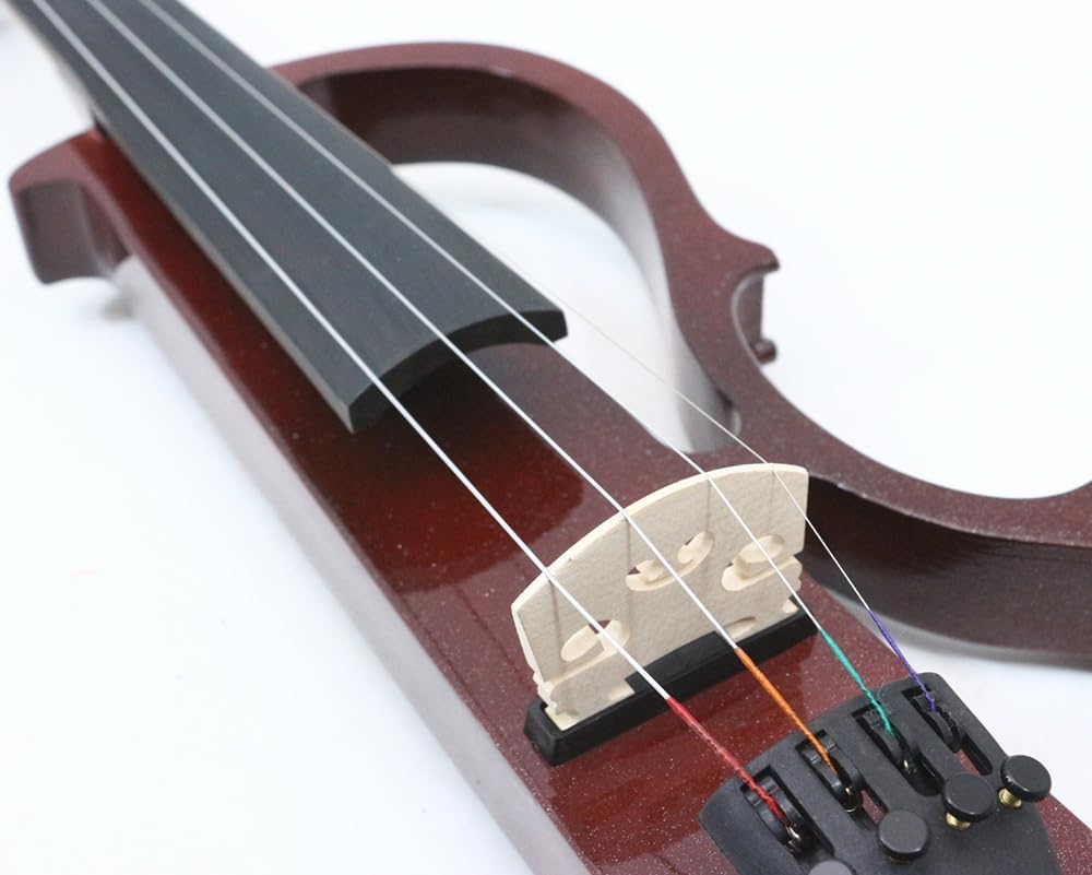 Vetimobato Electric Violin 4/4 Full Size Solid Wood Silent Violin Set for Adults Beginner Practice Electric Fiddle with Ebony Fittings Hard Case & Bow(4 String White)
