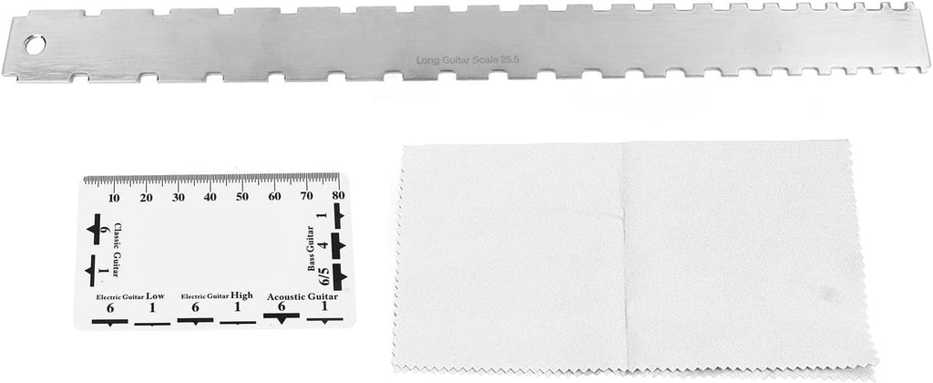 Guitar Ruler Set, Guitar Cleaning Care Products, Stainless Steel High Accuracy Guitar Neck Notched Straight Edge String Action Gauge Ruler Set