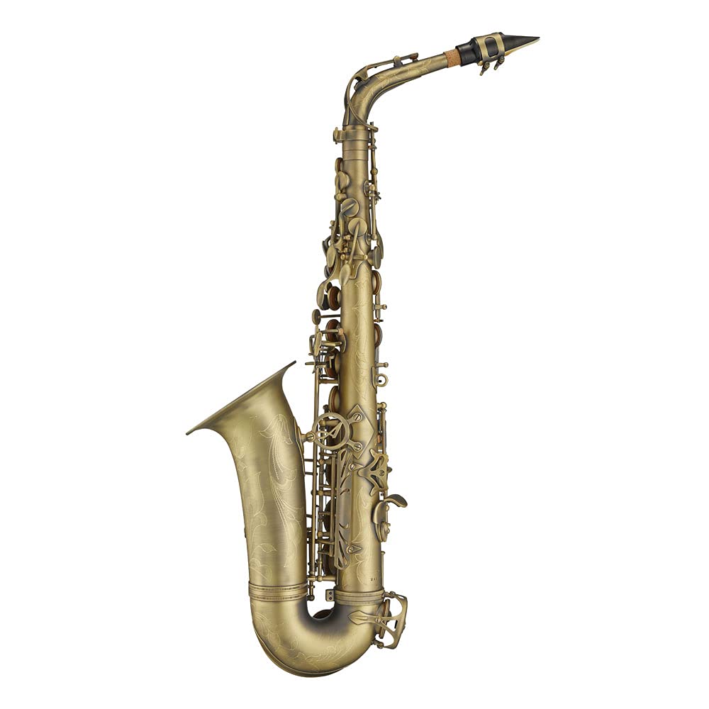 Antigua Winds PowerBell Professional Eb Alto Saxophone (Yellow brass/classic nickel plated/enlarged bell/new neck design/ergonomic design/hand engraving/ABS case)/WRAS4248CN