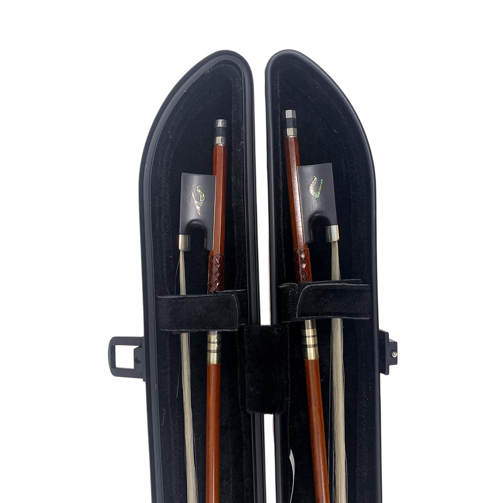 Violin Viola Cello Bow Case with Sturdy Handles,Lock Solid wood body Velvet lining Strong Light Hard (2 pcs bows)