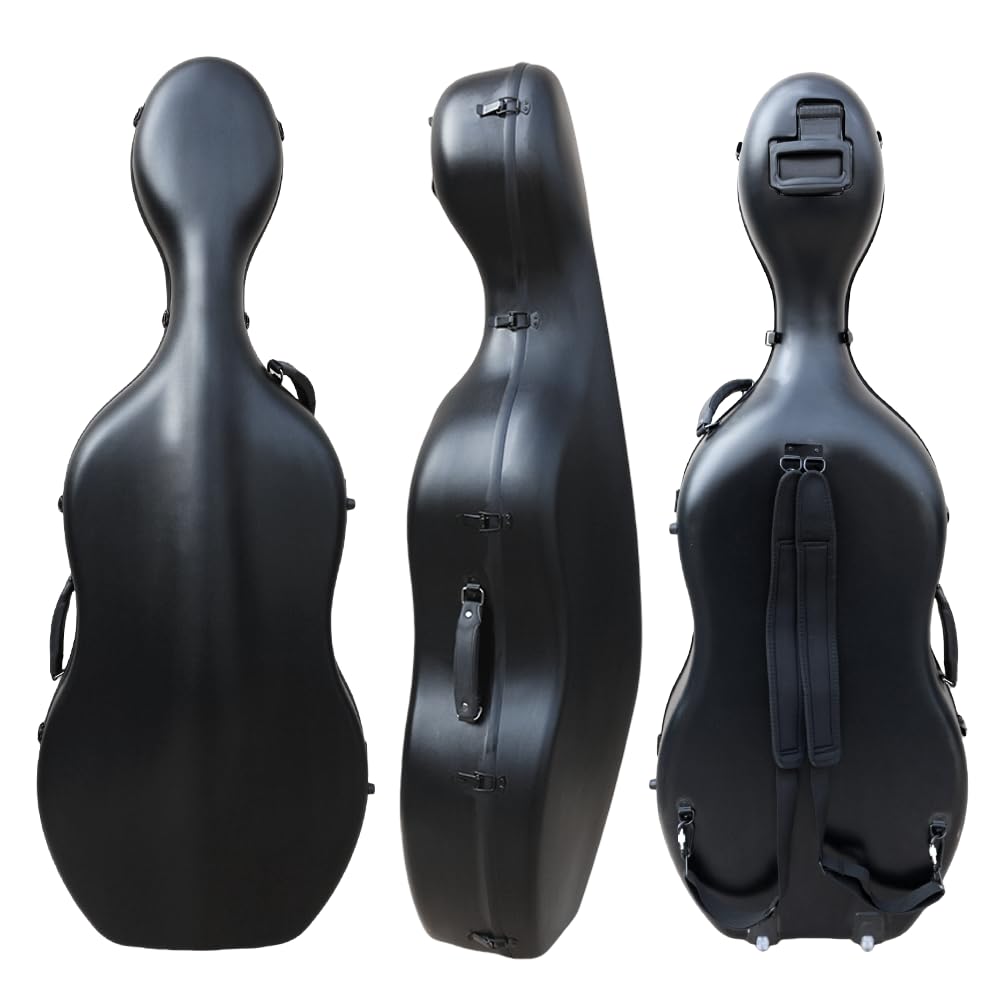 Cello Case 4/4 Carbon Fiber Ultra Lightweight Durable Hard Shell Professional Case with Wheels&Built-in Handles,Travel (pink)