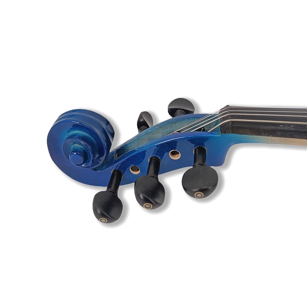Vetimobato 16 Inch Silent Electric Viola Set- Solidwood Body with Ebony Fittings Metallic Coating Full Viola Set for Beginner Practice Professional Performance and Studio Recording (Blue, 4 String)