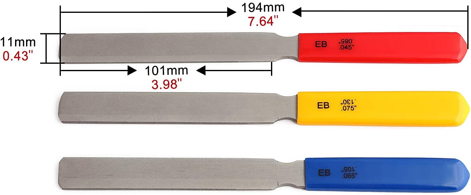 BAIYUXING,Electric Guitar files 3pcs,Acoustic Guitar file 3pcs,Bass Guitar flies 3pcs,Tapered Nut Files Double Edge Nut Slotting Files,Fret Crowning Files, Luthier tools(Electric Guitar files)