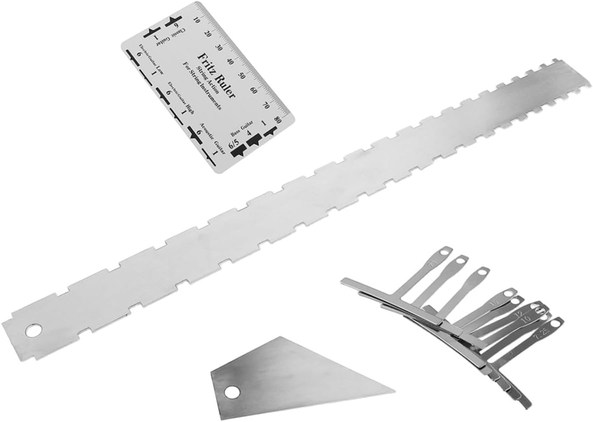 Guitar Luthier Tools String Action Ruler Radius Gauge Neck Straight Edge Fretboard Ruler for Electric Guitar Setup and String Height Measurement