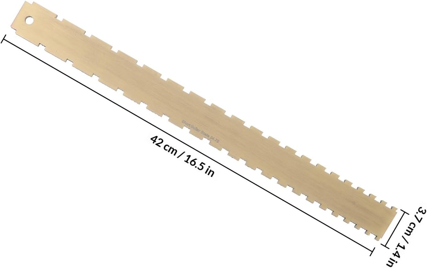 HEMOTON String Action Gauge Ruler for Guitar and Fretboard, Stainless Steel Brown Dual Ruler with String Protection and Convenient Use, for Guitar Players and Luthier Tools