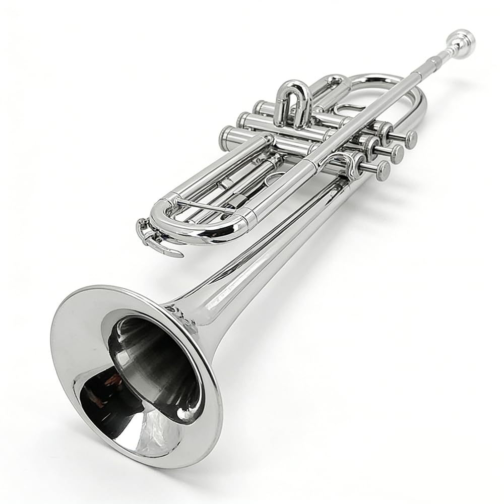 Bb Trumpet for Beginners – Standard B Flat Brass Instrument with 7C Mouthpiece, Hard Case & Cleaning Kit, Student Trumpet for Band Practice, Lessons & Gift (Golden)