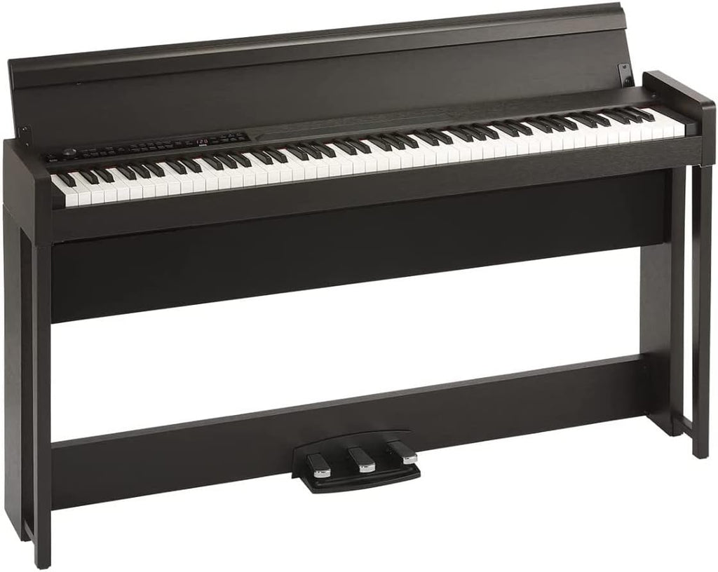 Korg C1 88-Key Digital Piano (Rosewood Brown) Bundle with Studio Headphones, Flip-Top Bench, and Piano Book (4 Items)